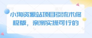 小淘资源站项目引流术终极版,亲测实操可行的|淘骐网赚资源库
