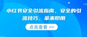 小红书安全引流指南,安全的引流技巧,拿来即用|淘骐网赚资源库