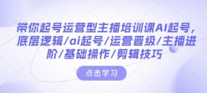 带你起号运营型主播培训课AI起号,底层逻辑/ai起号/运营晋级/主播进阶/基础操作/剪辑技巧|淘骐网赚资源库