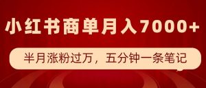 小红书商单最新玩法,半个月涨粉过万,五分钟一条笔记,月入7000+|淘骐网赚资源库