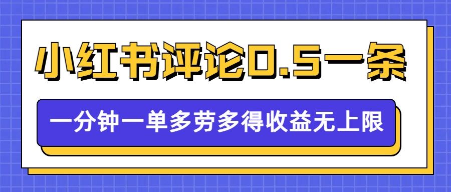 小红书留言评论,0.5元1条,一分钟一单,多劳多得,收益无上限|淘骐网赚资源库