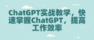 ChatGPT实战教学,快速掌握ChatGPT,提高工作效率|淘骐网赚资源库