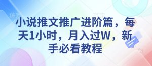 小说推文推广进阶篇,每天1小时,月入过W,新手必看教程|淘骐网赚资源库