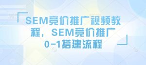 SEM竞价推广视频教程,SEM竞价推广0-1搭建流程|淘骐网赚资源库