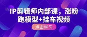 IP剪辑师内部课,涨粉跑模型+挂车视频|淘骐网赚资源库