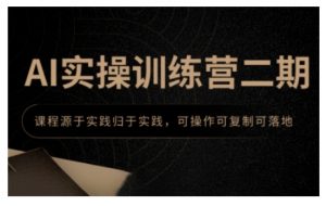 AI实操训练营二期,课程源于实践归于实践,可操作可复制可落地|淘骐网赚资源库