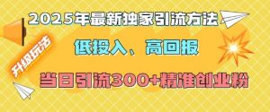 2025年最新独家引流方法,低投入高回报?当日引流300+精准创业粉|淘骐网赚资源库