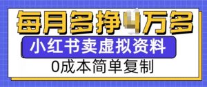 小红书虚拟资料项目,0成本简单复制,每个月多挣1W【揭秘】|淘骐网赚资源库