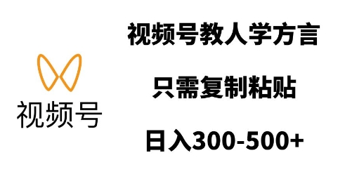 视频号教人学方言,只需复制粘贴,日入多张|淘骐网赚资源库
