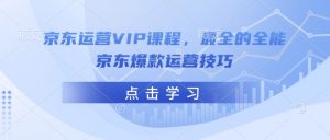 京东运营VIP课程,最全的全能京东爆款运营技巧|淘骐网赚资源库