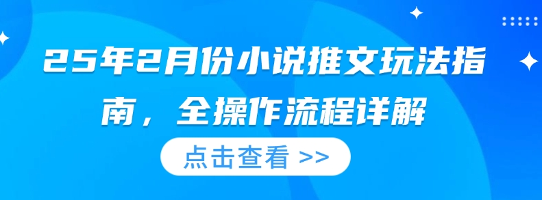 25年2月份小说推文玩法指南,全操作流程详解|淘骐网赚资源库