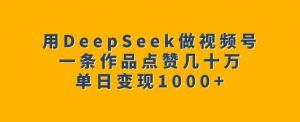 用DeepSeek做视频号,一条作品点赞几十万,单日变现1k|淘骐网赚资源库