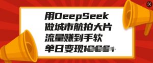 用DeepSeek做城市航拍大片,流量赚到手软,单日变现多张|淘骐网赚资源库