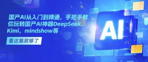 国产AI从入门到精通，手把手教你玩转国产AI神器DeepSeek，Kimi，mindshow等|淘骐网赚资源库
