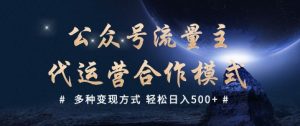 公众号流量主代运营  多种变现方式 轻松日入5张【揭秘】|淘骐网赚资源库