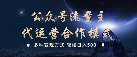 公众号流量主代运营 多种变现方式 轻松日入5张【揭秘】|淘骐网赚资源库