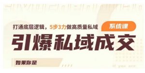 引爆私域成交力系统课,打通底层逻辑,5步3力做高质量私域|淘骐网赚资源库
