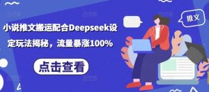 小说推文搬运配合Deepseek设定玩法揭秘，流量暴涨100%|淘骐网赚资源库