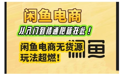 闲鱼电商实战课,从入门到精通秘籍在此,闲鱼电商无货源玩法超燃!|淘骐网赚资源库