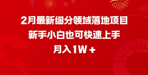 2月最新细分领域落地项目,新手小白也可快速上手,月入1W|淘骐网赚资源库