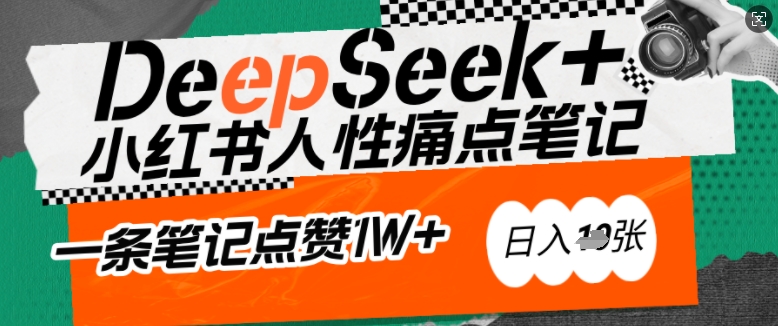 AI赋能小红书爆款秘籍:用DeepSeek轻松抓人性痛点,小白也能写出点赞破万的吸金笔记,日入多张|淘骐网赚资源库