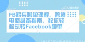 FB粉专聊单课程,跨境电商必备指南,教你轻松玩转Facebook聊单|淘骐网赚资源库