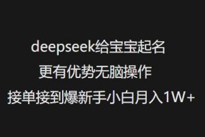 deepseek给宝宝起名更有优势无脑操作接单接到爆新手小白月入1W+|淘骐网赚资源库