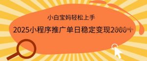 2025小程序推广单日稳定变现多张，一部手机即可操作，小白宝妈轻松上手【揭秘】|淘骐网赚资源库