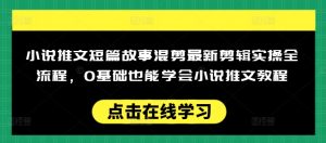 小说推文短篇故事混剪最新剪辑实操全流程,0基础也能学会小说推文教程,肯干多发日入多张|淘骐网赚资源库