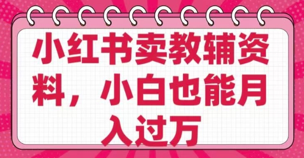 小红书卖教辅资料,0 成本,纯利润,售后成本极低,小白也能月入过W|淘骐网赚资源库