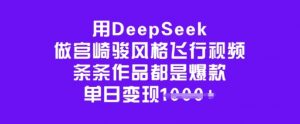 用DeepSeek做宫崎骏风格飞行视频,条条作品都是爆款,单日变现多张|淘骐网赚资源库