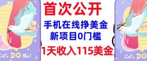 在线挣美金新项目,0门槛,1天收入115美刀,无脑操作,真正被动收入|淘骐网赚资源库