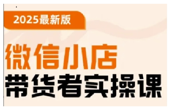 2025最新版微信小店带货者实操课,基础操作到高级运营技巧,快速上手|淘骐网赚资源库
