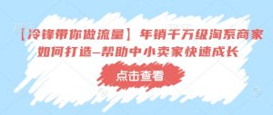 【冷锋带你做流量】年销千万级淘系商家如何打造–帮助中小卖家快速成长|淘骐网赚资源库