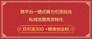 跨平台一键式暴力引流玩法,私域流量高效转化日引流300 +精准创业粉|第一资源库