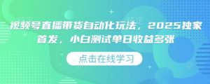 视频号直播带货自动化玩法,2025独家首发,小白测试单日收益多张【揭秘】|淘骐网赚资源库