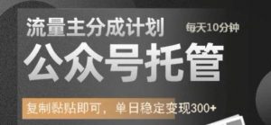 公众号托管计划-流量主分成计划，每天只需发布文章，单日稳定变现300+【揭秘】|淘骐网赚资源库