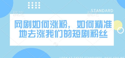 网剧如何涨粉,如何精准地去涨我们的短剧粉丝|淘骐网赚资源库