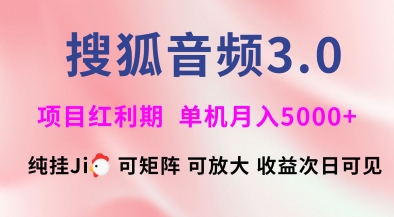 搜狐音频挂ji3.0.可矩阵可放大,独家技术,稳定月入5000+【揭秘】|淘骐网赚资源库