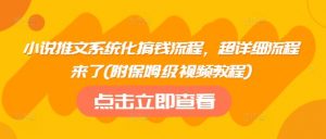 小说推文系统化搞钱流程，超详细流程来了(附保姆级视频教程)|淘骐网赚资源库