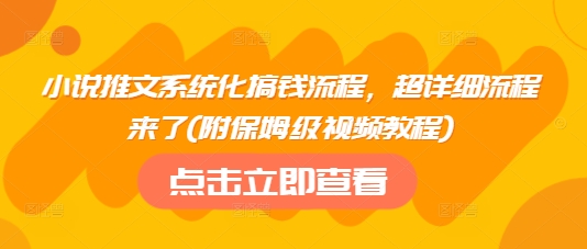 小说推文系统化搞钱流程,超详细流程来了(附保姆级视频教程)|淘骐网赚资源库