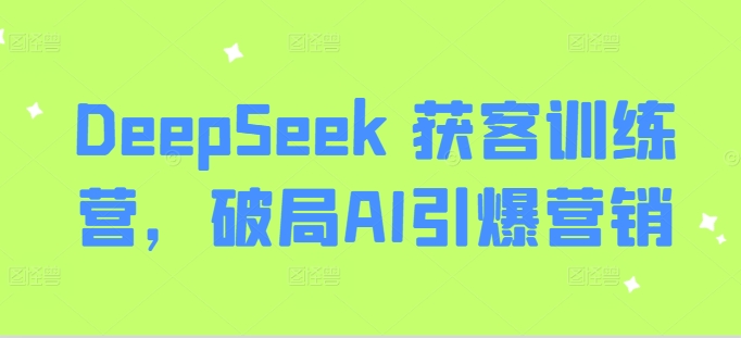 DeepSeek 获客训练营,破局AI引爆营销|淘骐网赚资源库