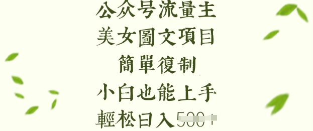流量主长期收益项目,美女图片简单复制,小白也能上手,轻松日入5张|淘骐网赚资源库