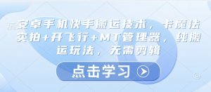 安卓手机快手搬运技术,卡魔法实拍+开飞行+MT管理器,纯搬运玩法,无需剪辑|淘骐网赚资源库
