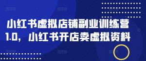 小红书虚拟店铺副业训练营1.0,小红书开店卖虚拟资料|淘骐网赚资源库