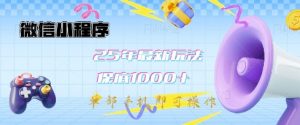 微信小程序25年最新教学保底日入1k+,最新玩法,单部手机即可操作,做就有收益【揭秘】|淘骐网赚资源库