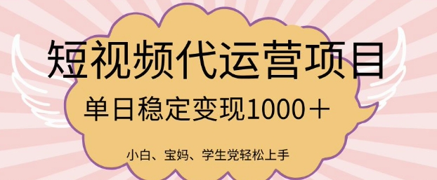 2025最新风口项目,短视频代运营日入多张【揭秘】|淘骐网赚资源库