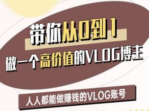 带你从0-1做一个高价值的VLOG博主二期，人人都能做挣钱的VLOG账号|淘骐网赚资源库