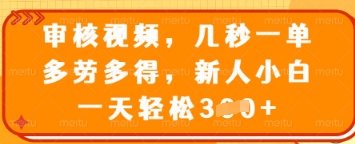 审核视频,几秒一单,多劳多得,新人小白一天轻松3张【揭秘】|淘骐网赚资源库