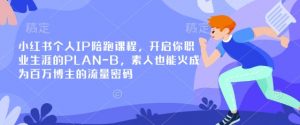 小红书个人IP陪跑课程,开启你职业生涯的PLAN-B,素人也能火成为百万博主的流量密码|淘骐网赚资源库